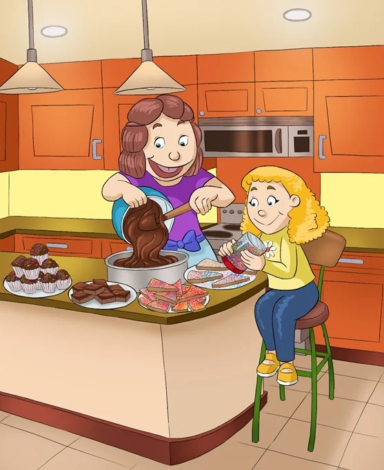 Mum and Sarah baking together